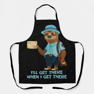 Sloth Mailman Funny And Rude Mailman Postal Worker Apron