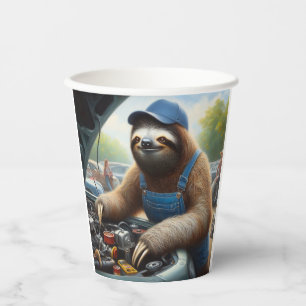 Sloth Mechanic Paper Cups