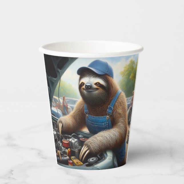 Sloth Mechanic Paper Cups (Front)