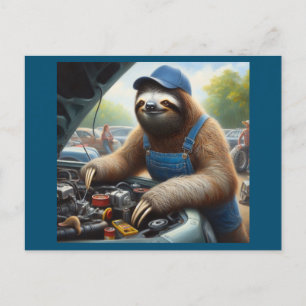 Sloth Mechanic Postcard