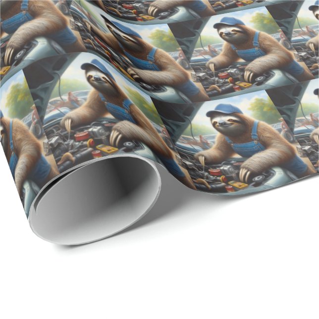 Sloth Mechanic Wrapping Paper (Roll Corner)