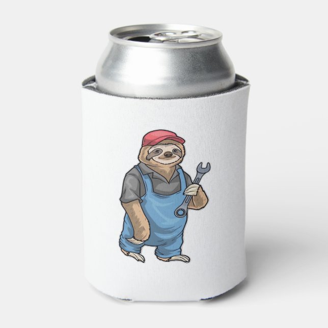 Sloth Mechanic Wrench Classic T-Shirt Can Cooler (Can Front)