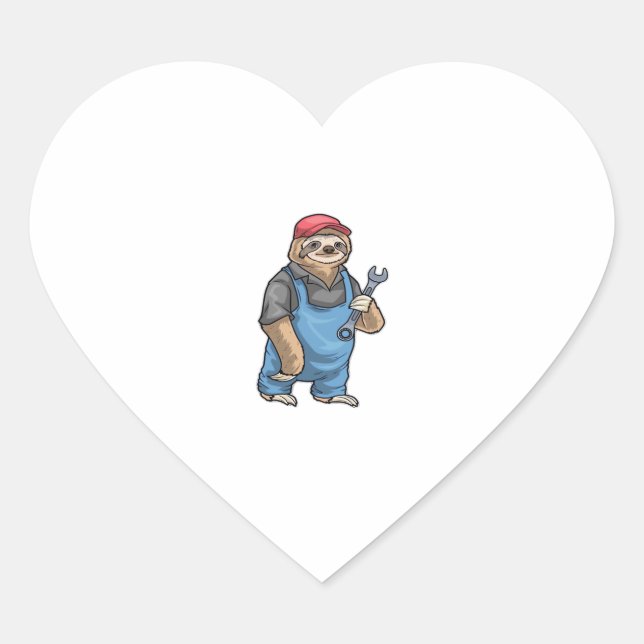 Sloth Mechanic Wrench Classic T-Shirt Heart Sticker (Front)