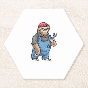Sloth Mechanic Wrench Classic T-Shirt Paper Coaster