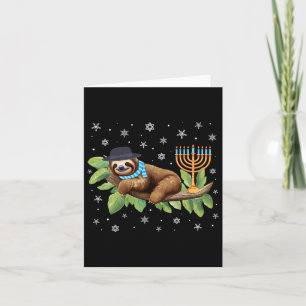 Sloth Menorah Hanukkah Chanukah Animal Sloths Jewi Card