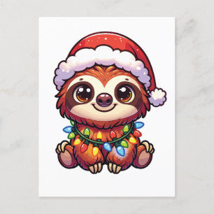 Sloth Merry Christmas Winter Animals Cute Sloths Holiday Postcard