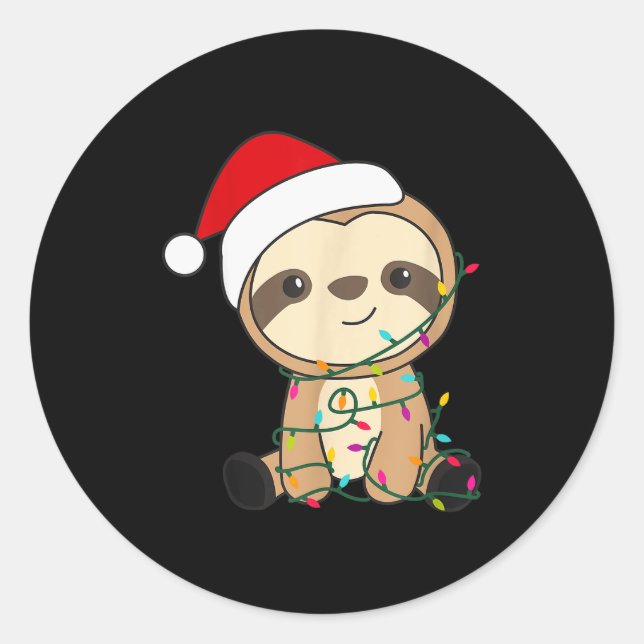 Sloth Merry Christmas Winter Sloths Christmas  Classic Round Sticker (Front)