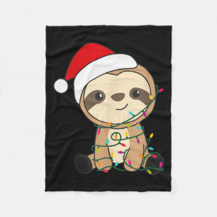 Sloth Merry Christmas Winter Sloths Christmas Fleece Blanket