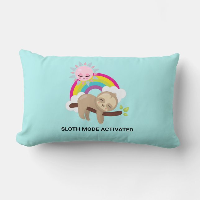 Sloth Mode Activated Funny Illustration Lumbar Cushion (Front)