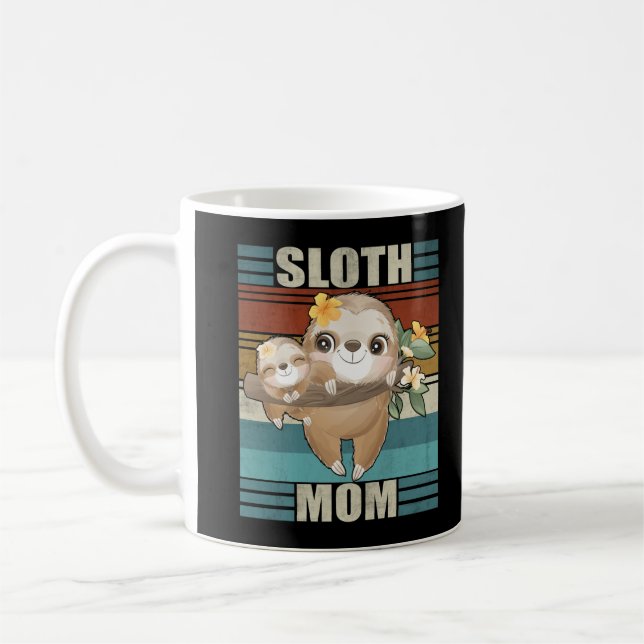 Sloth Mom Flowers Mother Day Sloth love Coffee Mug (Left)