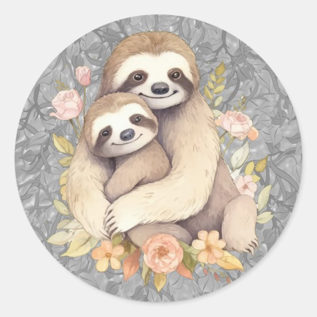 Sloth Mother and Baby Stickers (Front)