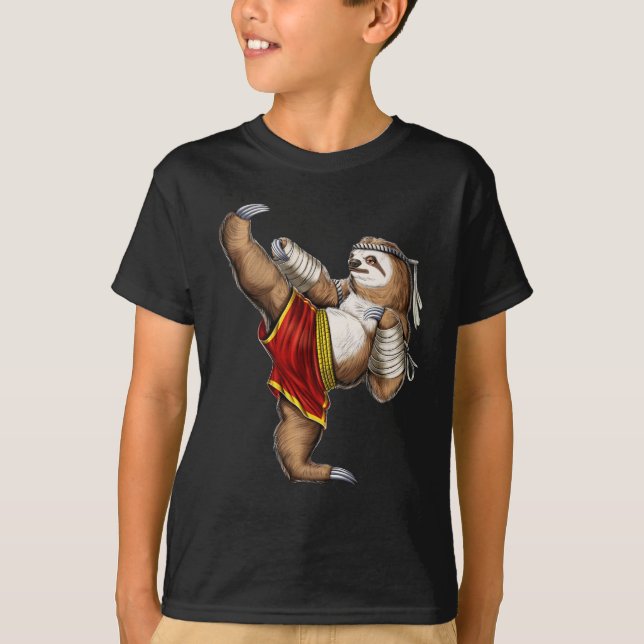 Sloth Muay Thai Fighter T-Shirt (Front)
