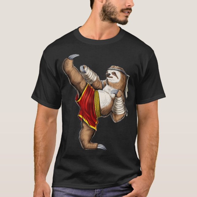 Sloth Muay Thai Fighter T-Shirt (Front)