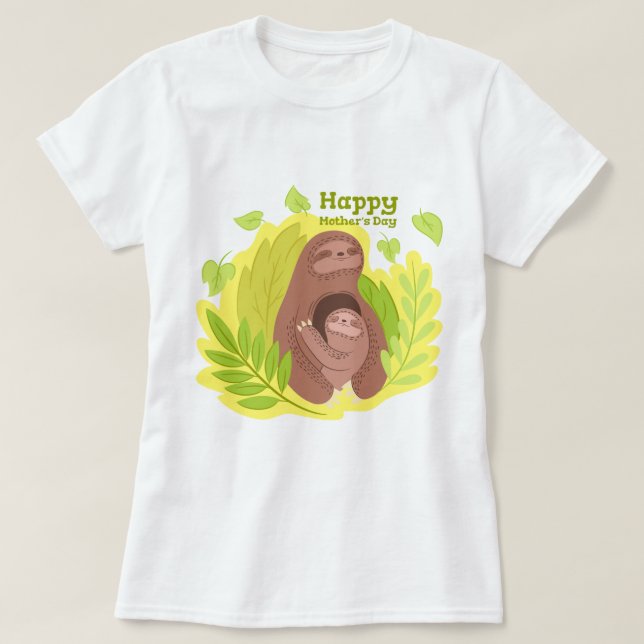 Sloth Mum And Baby T-Shirt (Design Front)