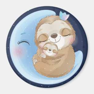 Sloth Mum with Baby Magnet
