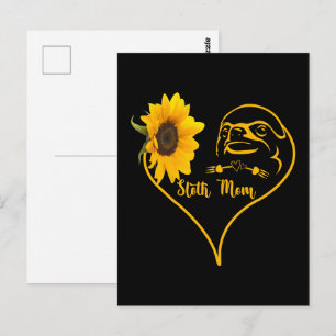 Sloth Mum With Sunflower Heart Mother's Day Postcard