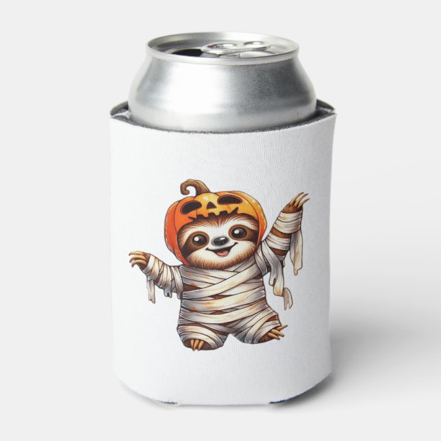 Sloth Mummy Halloween Classic T-Shirt Can Cooler (Can Front)