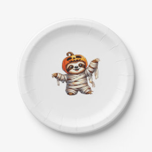 Sloth Mummy Halloween Classic T-Shirt Paper Plate
