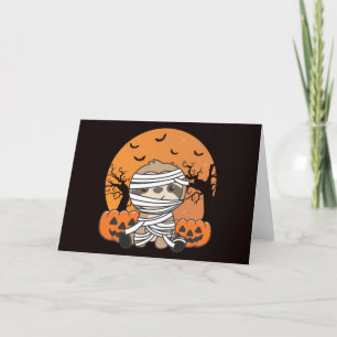 Sloth Mummy Pumpkin Sloths Happy Halloween Holiday Card