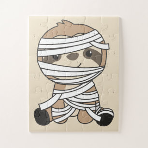 Sloth Mummy Pumpkin Sloths Happy Halloween Jigsaw Puzzle
