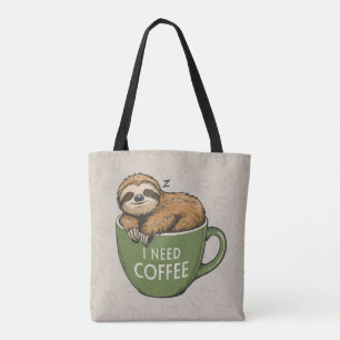 Sloth Need Coffee Tote Bag