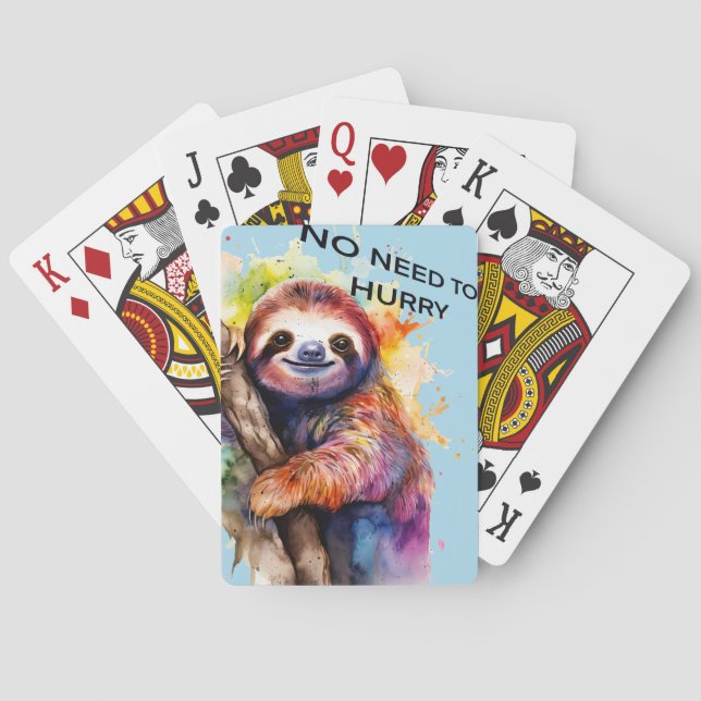 Sloth 'no need to hurry ' playing cards (Back)