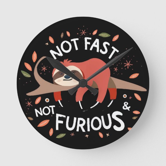 Sloth - Not Fast Not Furious Round Clock (Front)