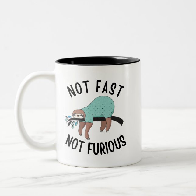 Sloth Not Fast Not Furious Two-Tone Coffee Mug (Left)
