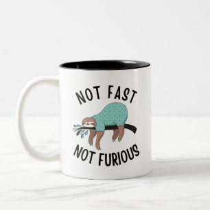 Sloth Not Fast Not Furious Two-Tone Coffee Mug