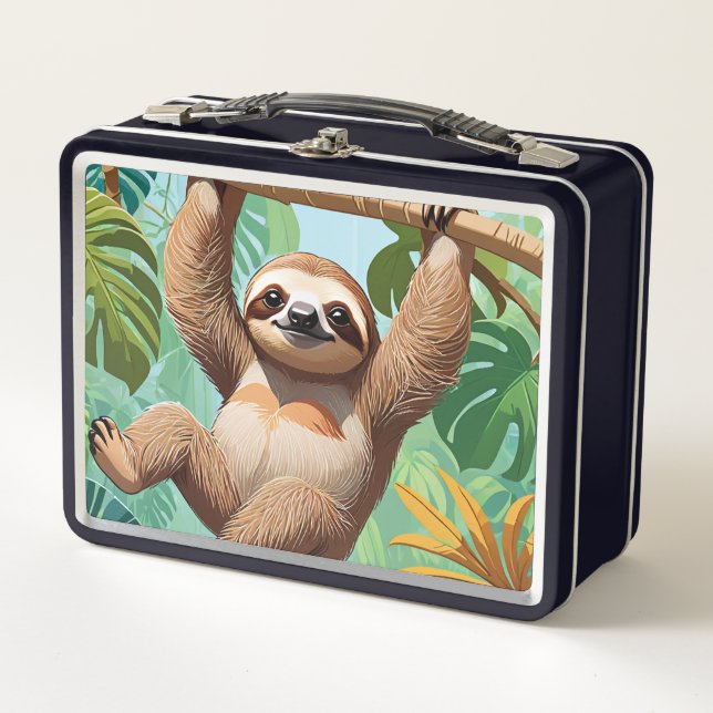 Sloth on a Tree  Metal Lunch Box (Front)