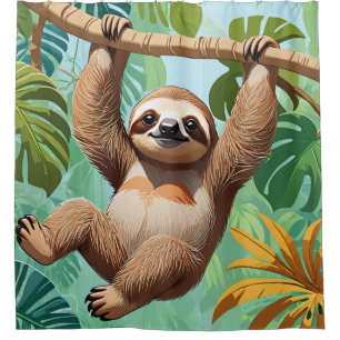 Sloth on a Tree Shower Curtain