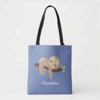 Sloth on Branch Kawaii Style Animal Blue