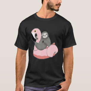 Sloth On Flamingo Lazy Outfit Procrastinator T-Shirt