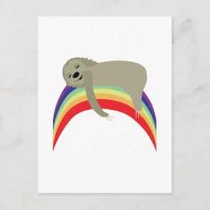 Sloth On Rainbow Postcard