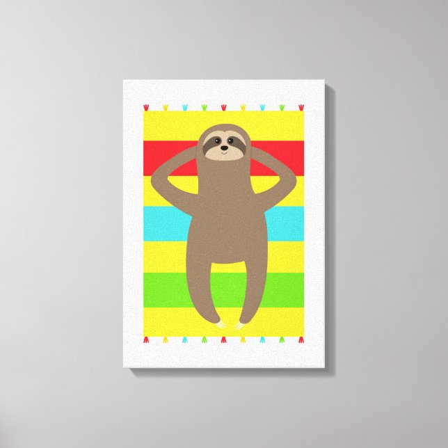 Sloth On The Beach Canvas Print (Front)