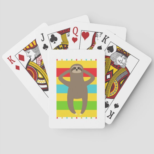Sloth On The Beach Playing Cards (Back)
