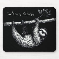 Sloth On Tree Branch With Quote