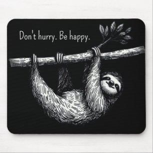 Sloth On Tree Branch With Quote Mouse Pad
