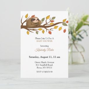 Sloth On Tree Invitation