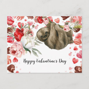 Sloth on Valentine's Day  Holiday Postcard