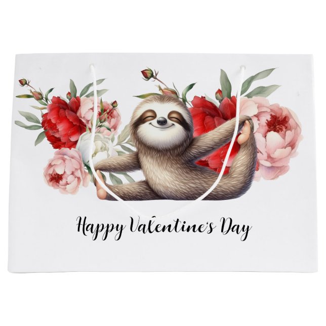 Sloth on Valentine's Day  Large Gift Bag (Front)
