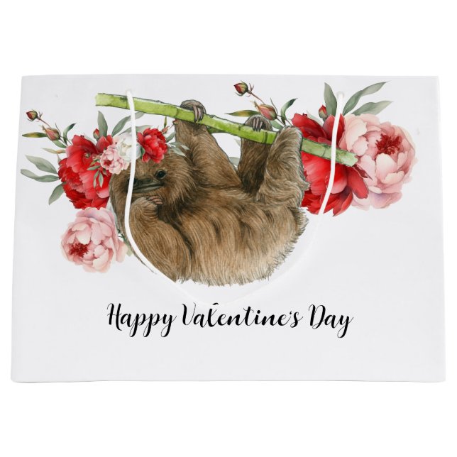 Sloth on Valentine's Day  Large Gift Bag (Front)