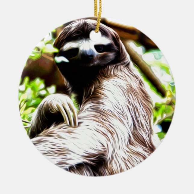 Sloth Painting Ceramic Tree Decoration (Front)