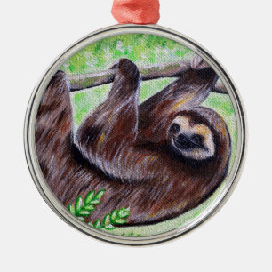 Sloth Painting Metal Tree Decoration