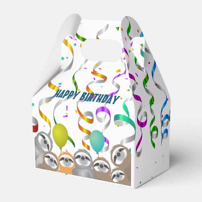 Sloth Party Confetti Balloons Curled Streamers Favour Box (Back Side)