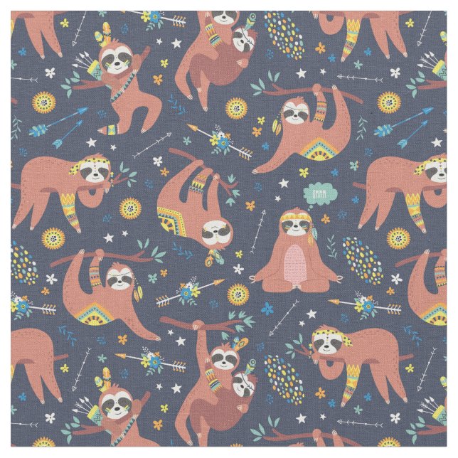 Sloth Pattern Fabric (Close Up)