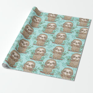 Sloth Pattern Wrapping Paper