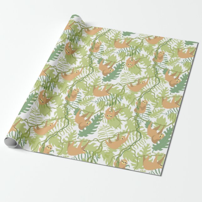 Sloth Pattern Wrapping Paper (Unrolled)