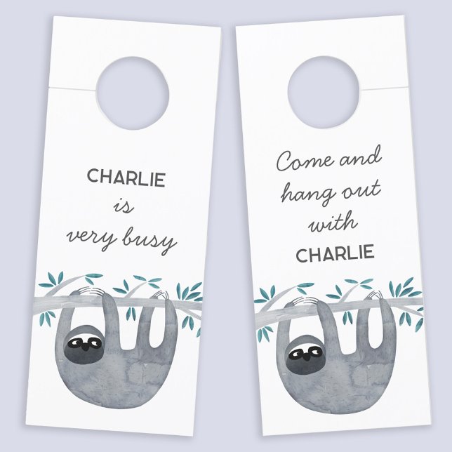 Sloth Personalised Door Hanger (Sloth personalized come in or stay out door hanger sign)