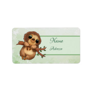 sloth personalized label